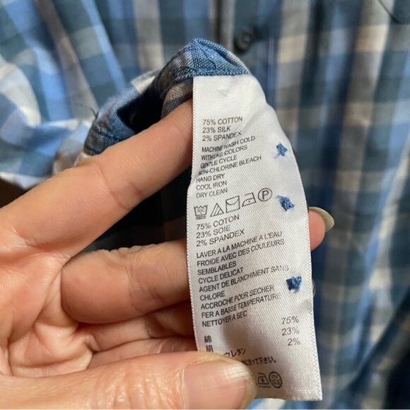 Tommy Bahama silk cottonn checker plaid long sleeves button up shirt Sz XL - Picture 6 of 8